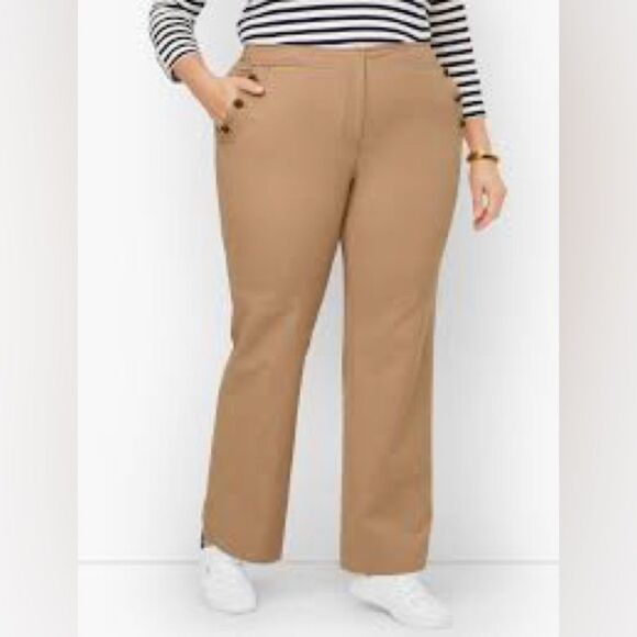 Talbots Wide leg Women Pants size 10 P Sailor Tan  High Rise Nautical - Picture 1 of 6